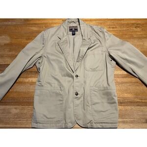 Duluth Trading Men Large Beige Khaki Presentation Blazer Sport Coat‎ Jacket